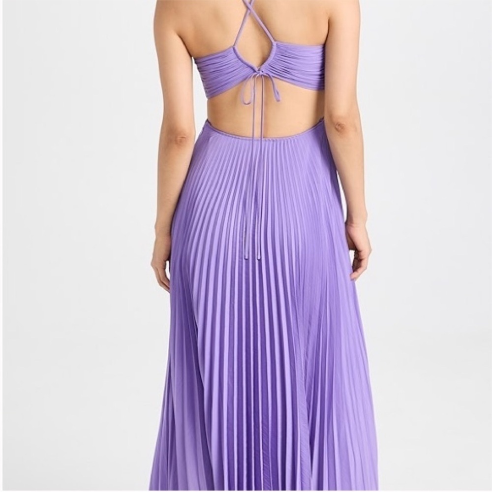 A.L.C. Moira Pleated Purple Halter Maxi Dress Size 14 - Picture 2 of 9